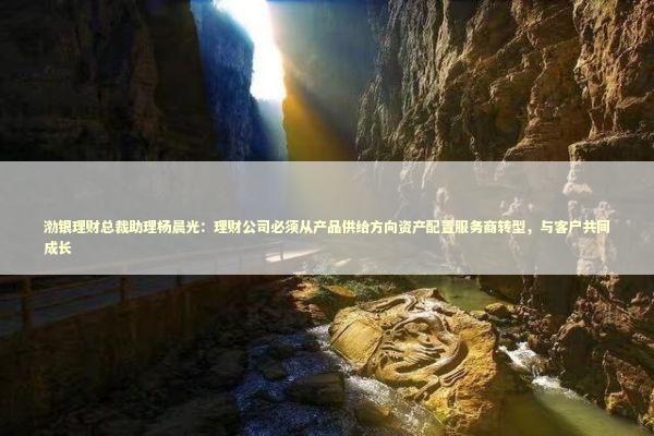 渤银理财总裁助理杨晨光：理财公司必须从产品供给方向资产配置服务商转型，与客户共同成长